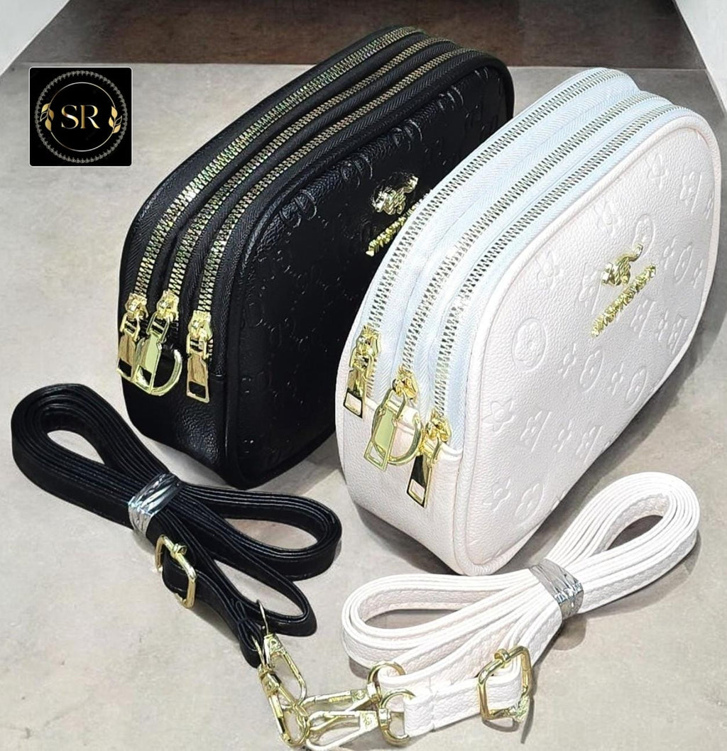 QUALITY IMPORTED 3 ZIPPER SHOULDER SLING BAG