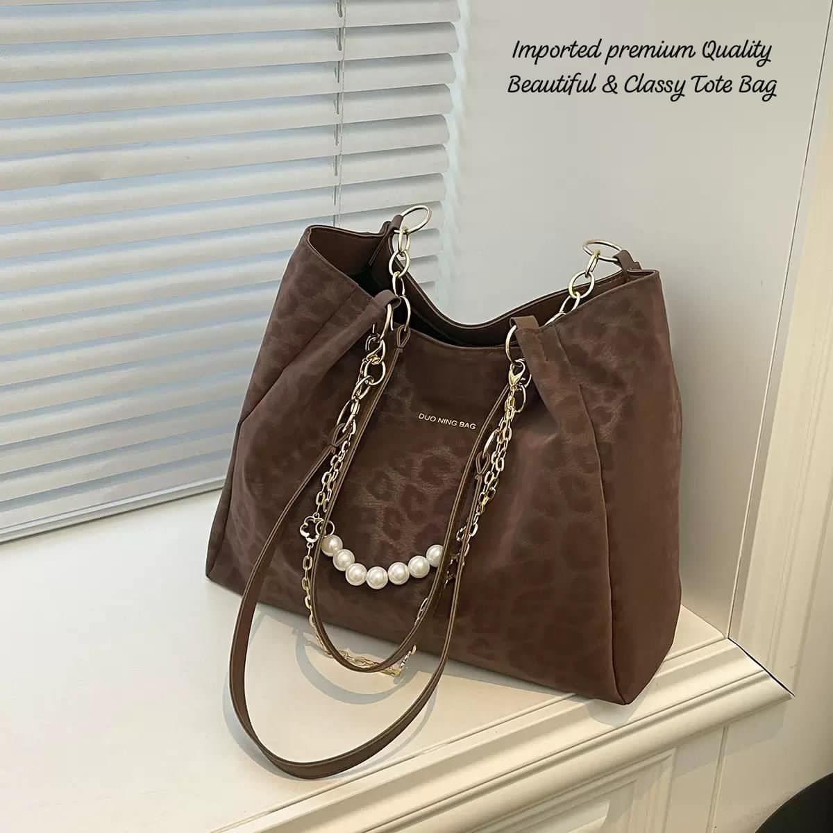 Imported premium Quality  Classy Tote Bag & Pearl Kaychain