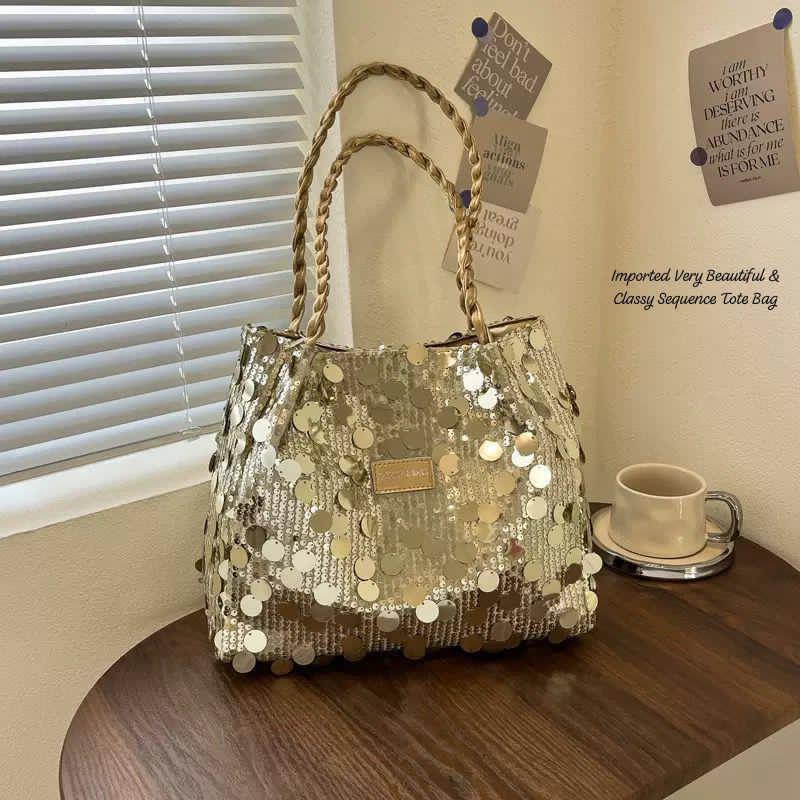 Imported Premium Quality Very Beautiful & Stylish Sequence Tote Bag