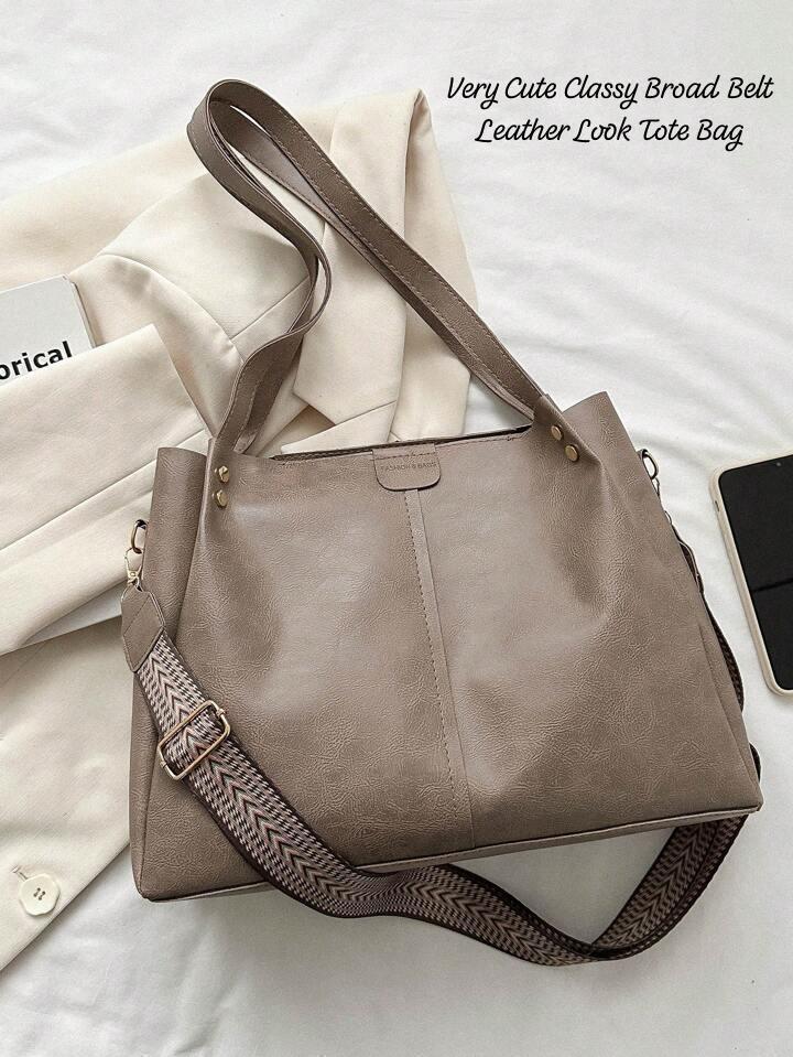 Imported Very Cute & Classy Broad Belt Leather Look Tote Bag