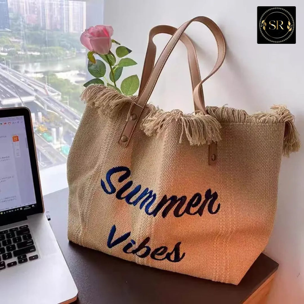 IMPORTED  SUMMER VIBES  HIGH QUALITY  IMPORTED TOTE HANDBAG AND SHOULDER BAG