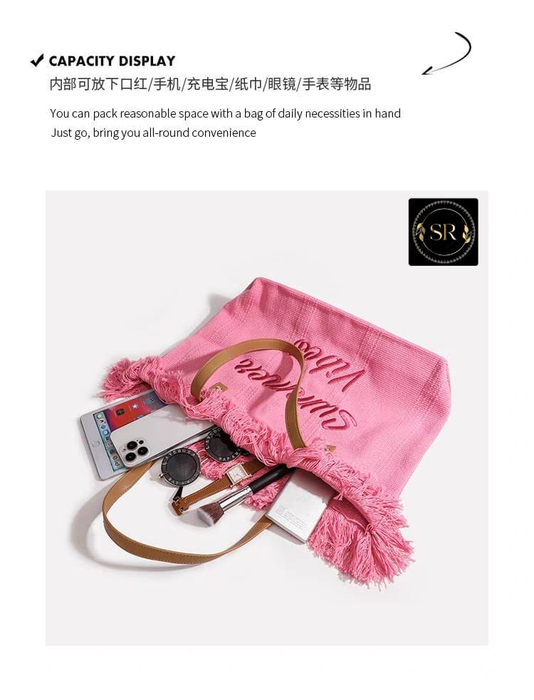 IMPORTED  SUMMER VIBES  HIGH QUALITY  IMPORTED TOTE HANDBAG AND SHOULDER BAG