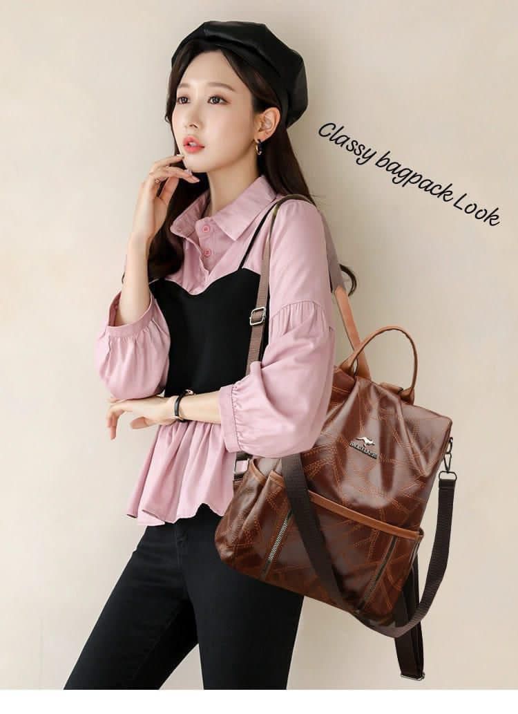 Imported Premium Quality Very Stylish & Classy Leather Look BACKPACK & Broad Belt Sling Bag