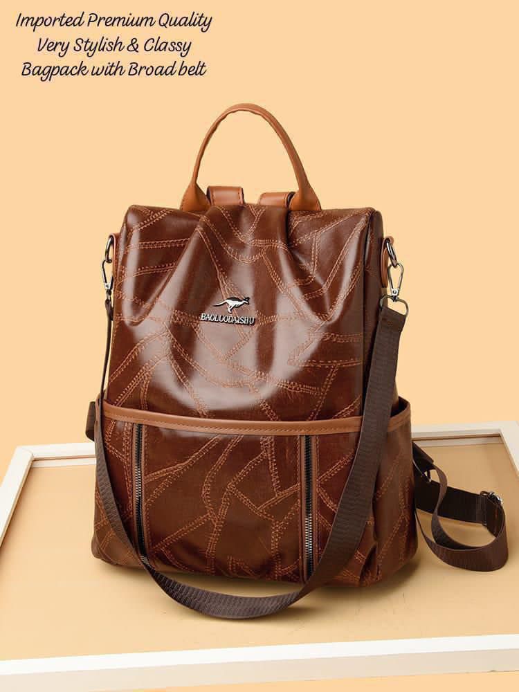 Imported Premium Quality Very Stylish & Classy Leather Look BACKPACK & Broad Belt Sling Bag