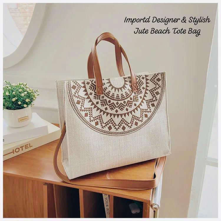 IMPORTED DESINGNER & STYLISH JUTE BEACH TOTE BAG