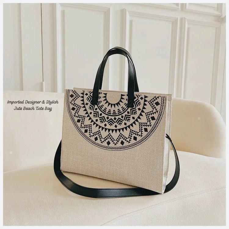 IMPORTED DESINGNER & STYLISH JUTE BEACH TOTE BAG