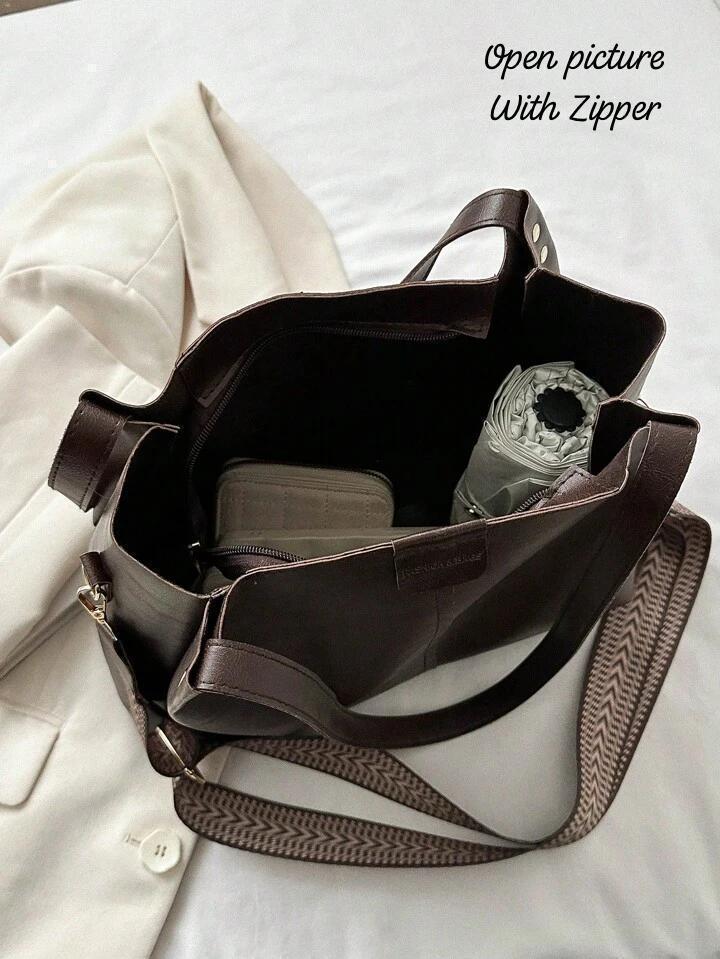 Very Cute & Classy Broad Belt Leather Look Tote Bag