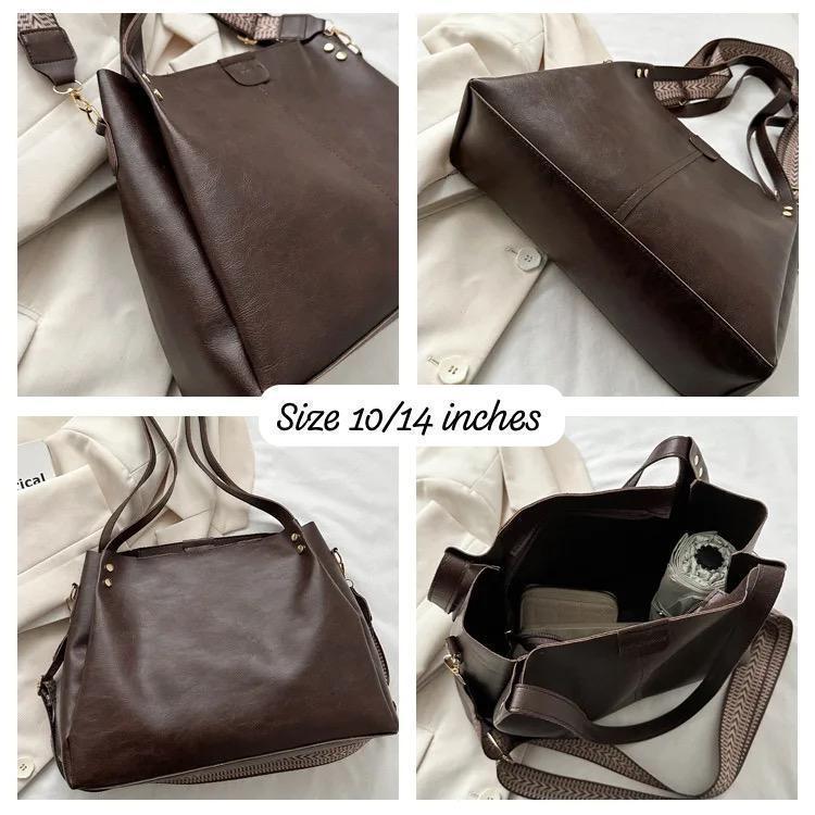 Very Cute & Classy Broad Belt Leather Look Tote Bag
