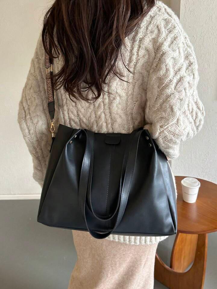 Very Cute & Classy Broad Belt Leather Look Tote Bag