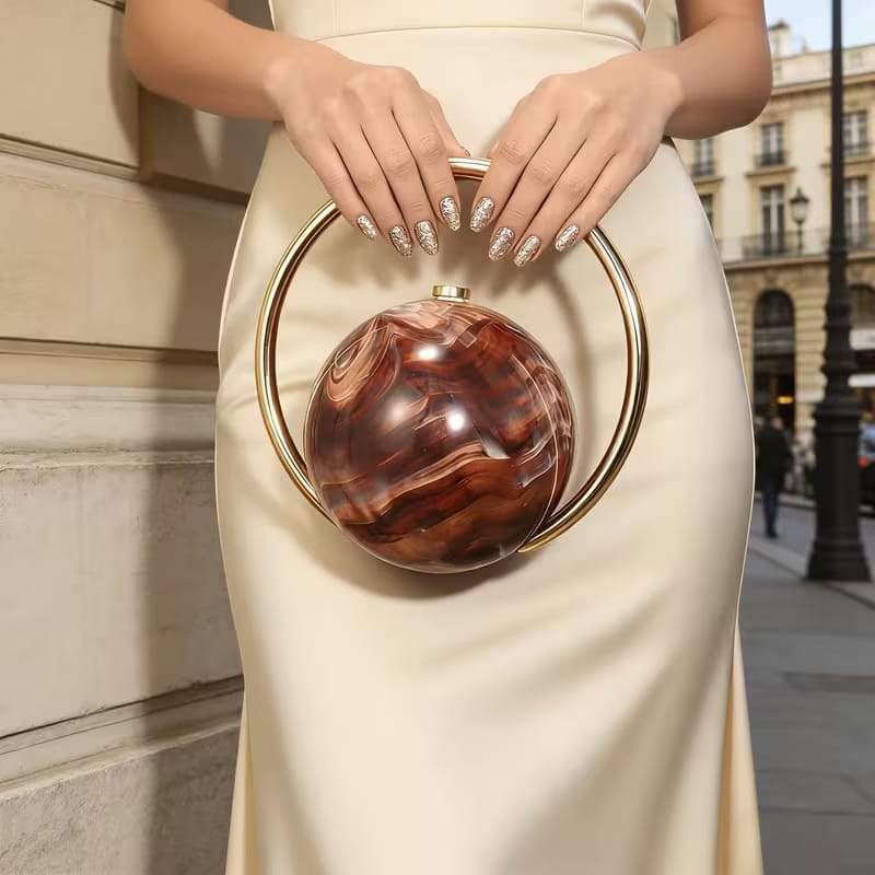 Marble Pattern Spherical Banquet Bag
