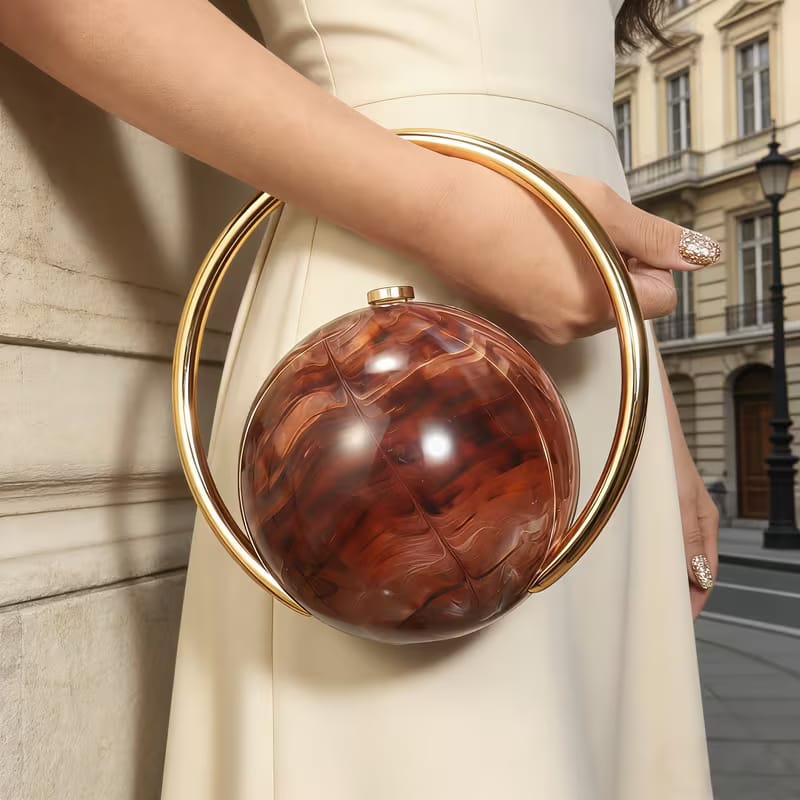 Marble Pattern Spherical Banquet Bag